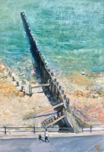 I liked the awkward angle and perspective of this. Oil on A4 canvas