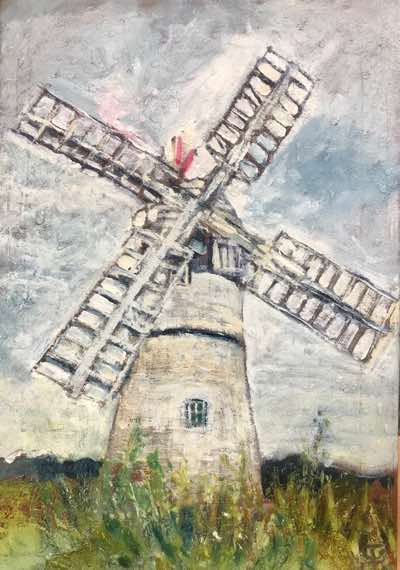 Painted during rain, and if you look close you can see the raindrops. Oil on A4 canvas